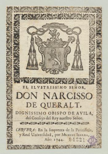 [Escudo de armas de Narciso de Queralt, obispo de Ávila]
