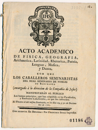 [Escudo del] Real Seminario de Nobles de Barcelona