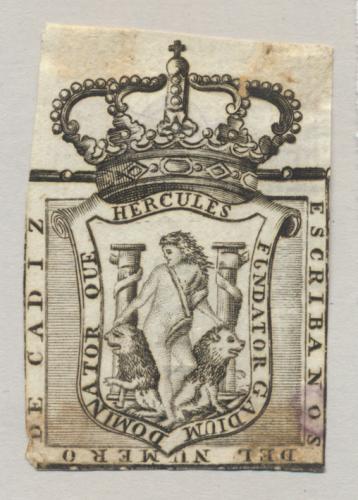 [Escudo de los] escribanos del número de Cádiz