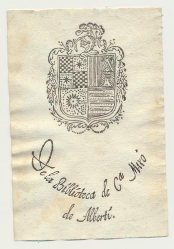 [Ex Libris] De la Biblioteca de C<sup>a</sup> Miró de Albertí. 