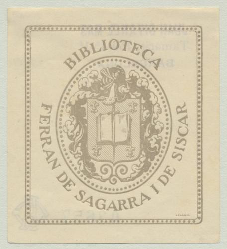 [Ex Libris] Biblioteca Ferran de Sagarra I de Siscar