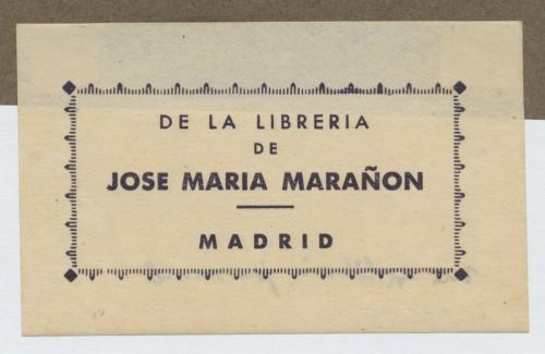 [Sello de propiedad] de la librería de José María Marañón