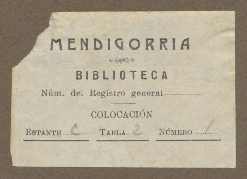 [Sello de propiedad de la] Biblioteca Mendigorría