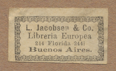 [Sello de propiedad de la] Librería L. Jacobsen