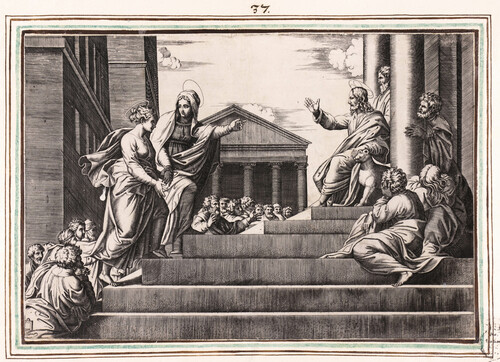 Marta conduce a María Magdalena hacia Jesús