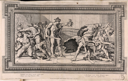 Perseo muestra la cabeza de Medusa a Fineo y sus compañeros