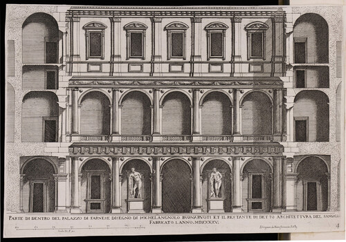 Parte di dentro del palazzo Farnese disegno di Michelangnolo Buonaruoti...