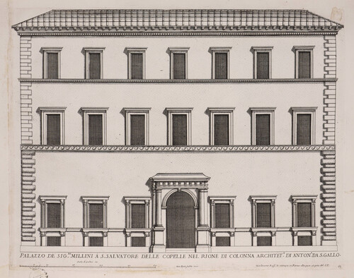Palazzo de Sig.(ri) Millini a S. Salvatore delle Copelle nel rione di Colonna...