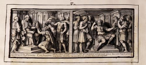 Donatio Constantini / Seleucus filio ob adulterium utriq[ue] oculi poena...