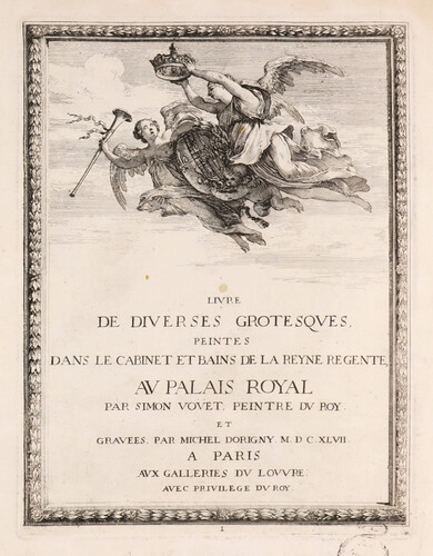 Livre de diverses grotesques peintes dans le cabinet et bains de la reyne regente...