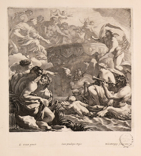 Mercurio conduce a Venus ante la presencia de los dioses del Olimpo