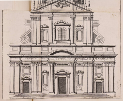 Alzado de la fachada de la iglesia de San Ignacio de Loyola