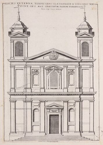 Facies externa templi Sancti Athanasii a Gregorio XIII Pont. Opt. Max. graecorum nationi exaedificati