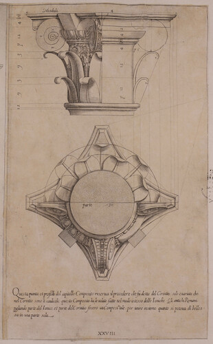 Questa pianta et profillo del capitello Composito riserva il procedere che fu detto del Corintio...