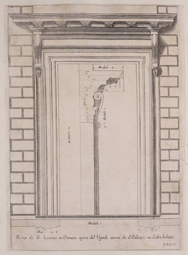 Porta di S. Lorenzo in Damaso opera del Vignola ancora che il Palazzo sia d'altri Architetti