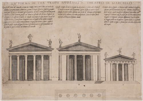 La forma di tre tempii appresso il Theatro di Marcello