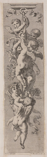 Putti colgados de una tela