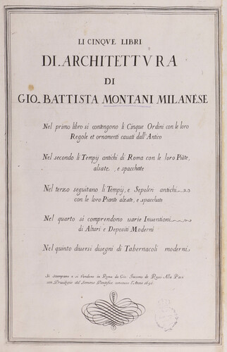 Li cinque libri di Architettura di Giovanni Montani Milanese