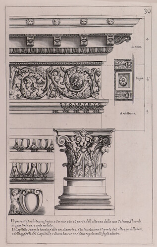 Il presente architrave, fregio, e cornice e la 4(a) parte dell'altezza della sua colonna...
