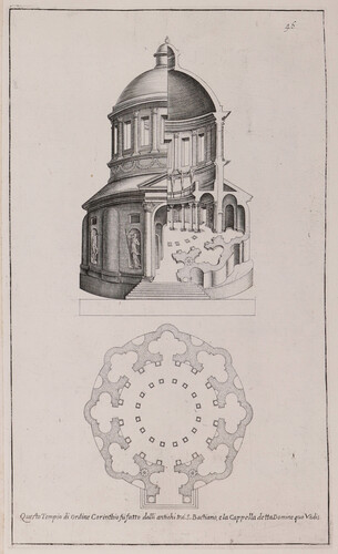 Questo tempio di ordine corinthio fu fatto dalli antichi tra S. Bastiano e la capella detta Domine quo vadis