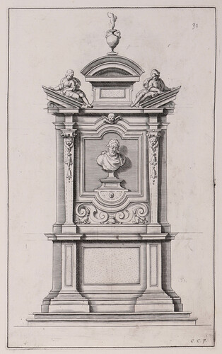 Monumento funerario con un busto masculino