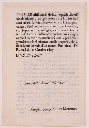 Illustrissimo e reverendissimo signore (conclusión)