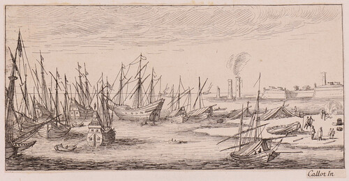 Vista de una flotilla de galeras