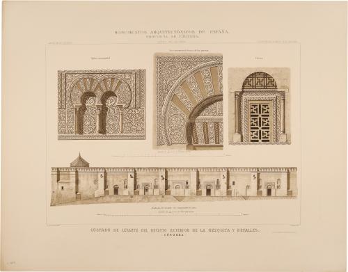 Córdoba. Costado de Levante del recinto exterior de la Mezquita y detalles