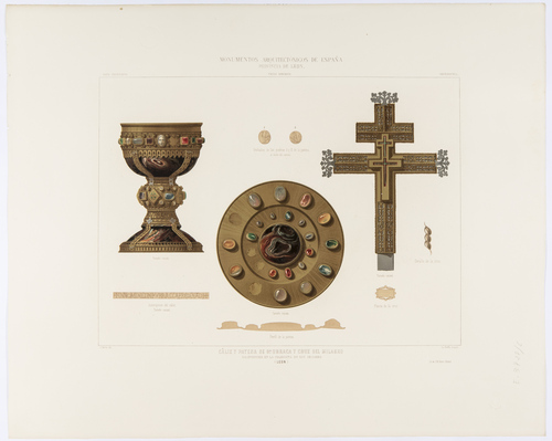 León. Cáliz y patena de Dª Urraca y Cruz del Milagro, existentes en la colegiata de San Isidoro