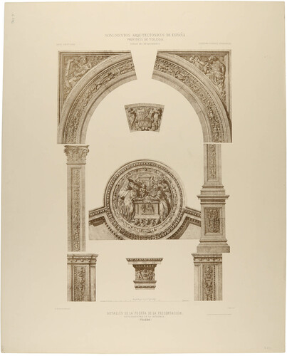 Toledo. Detalles de la puerta de la Presentación en el claustro de la Catedral