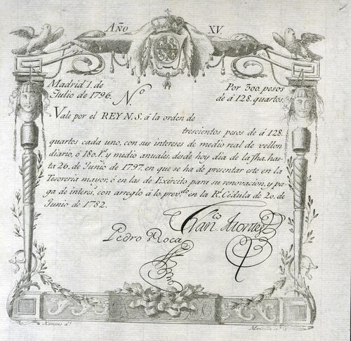 Vale real de 300 pesos. Año 1796