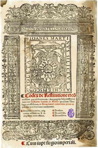 CODEX de Restitutione et cotractibus per celeberrimum ac sacre pagine fulgentissimum luminare doctorem Ioanem de Medina ... : [portada]