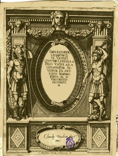 IMPERATORUM CAESARUM QUE VIGINTI QUATUOR EFFIGIES A IULIO USQUE AD ALEXANDRUM SEVERUM EX ANTIQUIS MARMORIBUS AC NUMISMATIS DESUMPTAE : [portada]