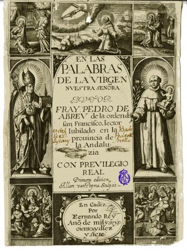 EN LAS PALABRAS DE LA VIRGEN NUESTRA SEÑORA AUTOR FRAY PEDRO DE ABREU : [portada]