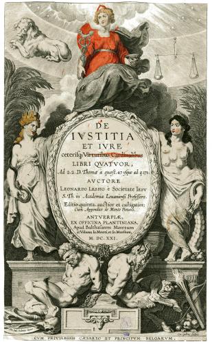 DE IUSTITIA ET IURE certerisq Virtutibus Cardinalibus LIBRI QUATUOR ... AUCTORE LEONARDO LESSIO : [portada]