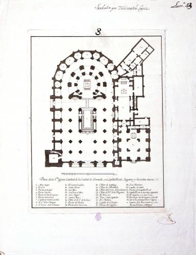 Plano de la Sta. Iglesia Catedral de la Ciudad de Granada, su Capilla Real, Sagrario y Sacristia nueva 