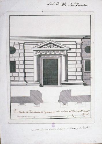 Plano y Elevacion de la Puerta llamada del Zaguanete, que mira a Levante del Palacio del Sor. Emperdr.