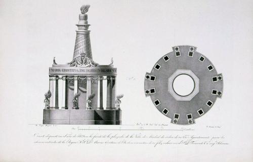 COLECCION DE ESTAMPAS LITOGRAFICAS, QUE REPRESENTAN LOS MONUMENTOS ERIGIDOS ... DE MADRID EN EL AÑO DE 1829, CON MOTIVO DEL FELIZ ENLACE DE ... D. FERNANDO VII CON ... DOÑA MARIA CRISTINA DE BORBON 