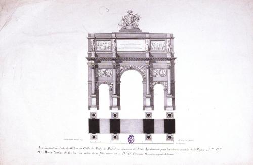 COLECCION DE ESTAMPAS LITOGRAFICAS, QUE REPRESENTAN LOS MONUMENTOS ERIGIDOS ... DE MADRID EN EL AÑO DE 1829, CON MOTIVO DEL FELIZ ENLACE DE ... D. FERNANDO VII CON ... DOÑA MARIA CRISTINA DE BORBON 