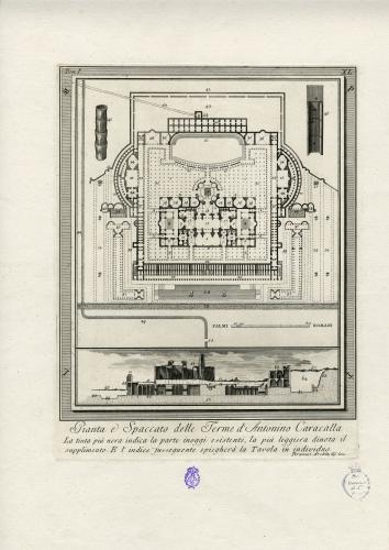 Pianta e Spaccato delle Terme d'Antonino Caracalla