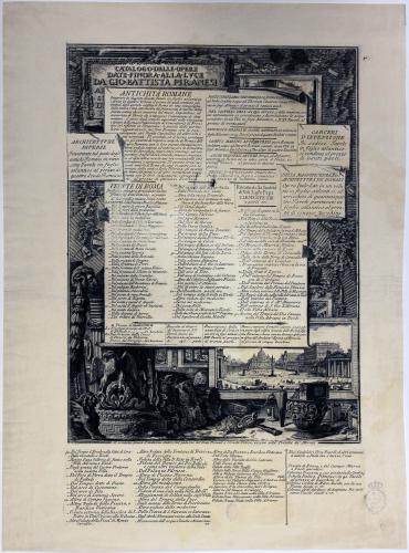 CATALOGO DELLE OPERE DATE FINORA ALLA LUCE DA GIO. BATTISTA PIRANESI