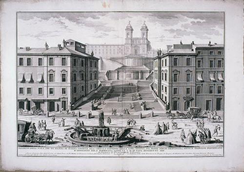 PROSPETTO DELLA SCALA CHE DA PIAZZA DI SPAGNA CONDUCE ALLA CHIESA E CONVENTO DELLA SSMA. TRINITÀ... : Architettura di Francesco de Santis