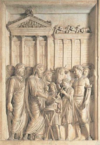 [Relieve del monumento honorario de Marco Aurelio: Sacrificio a Júpiter  Capitolino]