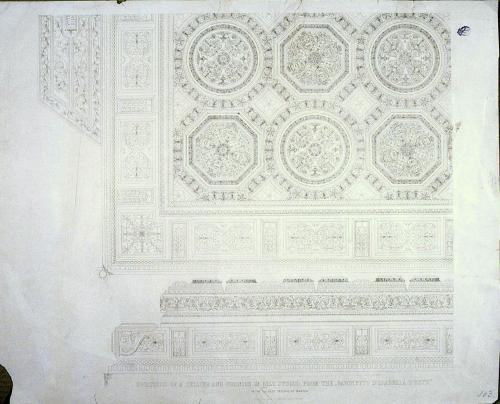 PORTIONS OF A CEILING AND CORNICE IN GILT STUCCO FROM THE GABINETTO D'ISABELLA D'ESTE IN THE PALAZZO VECCHIO AT MANTUA
