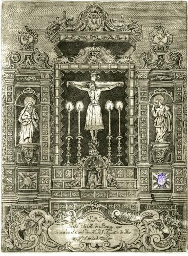 [Verdadero Retrato del Santísimo Christo de Burgos que se venera en el Combento de Nuestro Padre San Agustín de dicha Ciudad] 