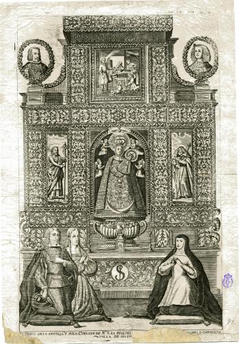 RETRATO DE LA ANTIQSSma. Y MILAGma. IMAGEN DE Nra. S. LA REAL DEL [ALMUDENA. UNICA PATna. DE LA NOBILI]SSIMA Y CORONADA VILLA DE MADR[ID]