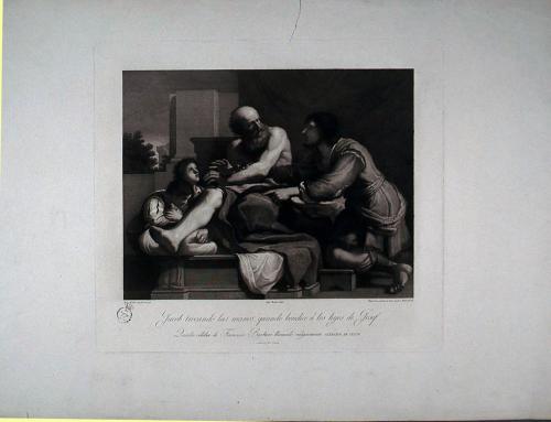 Jacob trocando las manos quando bendice á los hijos de Josef : Quadro célebre de Francisco Barbieri llamado vulgarmente GUERCINO DE CENTO