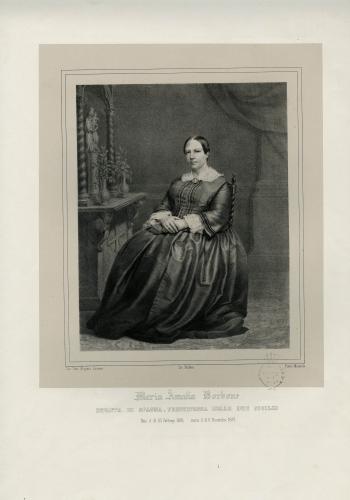 Maria Amalia Borbone : INFANTA DI SPAGNA, PRINCIPESSA DELLE DUE SICILIE Nata il dì 25 Febbrajo 1818, morta il dì 6 Novembre 1857