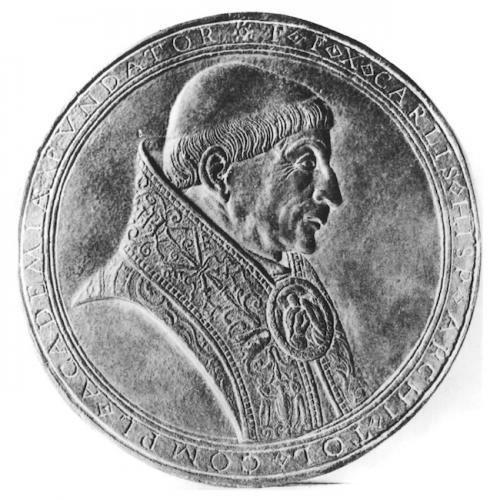 RETRATO del Cardenal Cisneros de una medalla acuñada para los primeros premios de la Universidad de Alcalá