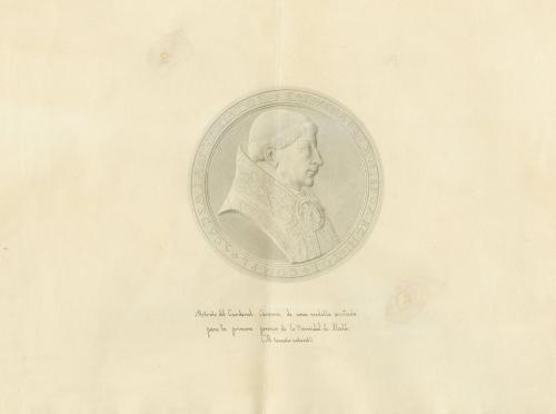 RETRATO del Cardenal Cisneros de una medalla acuñada para los primeros premios de la Universidad de Alcalá